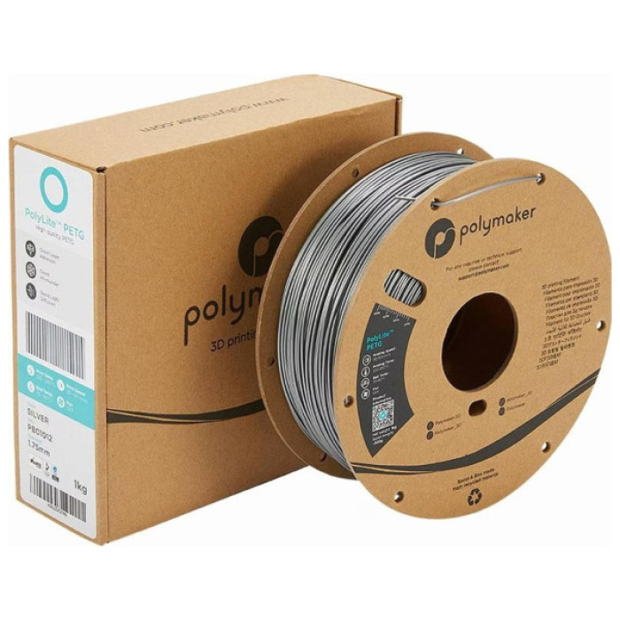 Пластик для 3D-принтера Polymaker PETG POLYLITE 1,75mm 1kg SILVER (PB01012)