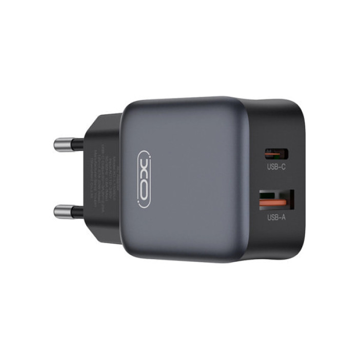 Зарядний пристрій XO L156 USB-C PD30W + USB-A QC3.0 Black (L156.black)