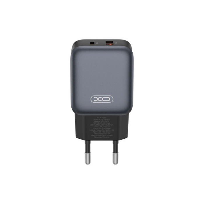 Зарядний пристрій XO L156 USB-C PD30W + USB-A QC3.0 Black (L156.black)