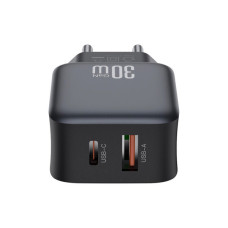 Зарядний пристрій XO L156 USB-C PD30W + USB-A QC3.0 Black (L156.black)