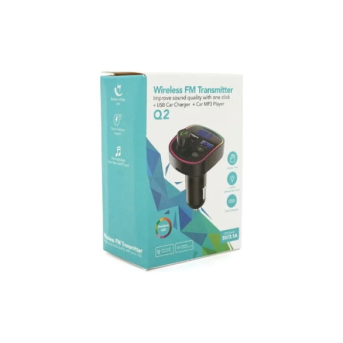FM модулятор Voltronic Q2 з еквалайзером, 1.5A, FM, USB, TF (FM-Q2EQ)