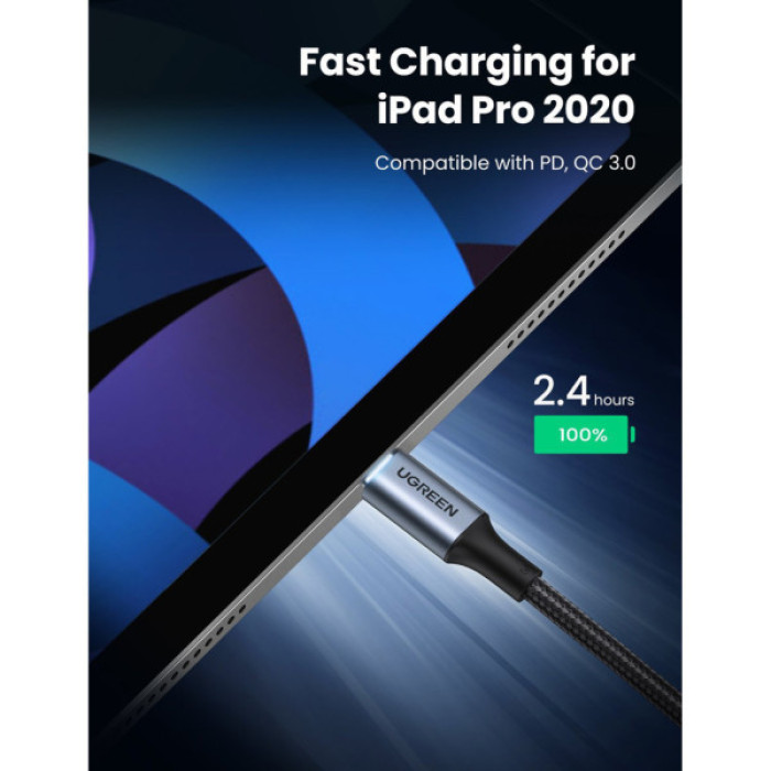 Дата кабель USB-C to USB-C 3.0m 5A 100W US316 Black Ugreen (90120)