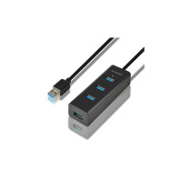 Концентратор AXAGON USB 3.1 to 4xUSB 3.0 1.2m + cable USB to Micro 5P black (HUE-S2BL)
