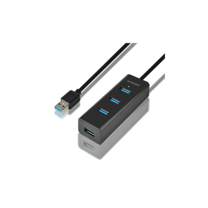Концентратор AXAGON USB 3.1 to 4xUSB 3.0 1.2m + cable USB to Micro 5P black (HUE-S2BL)