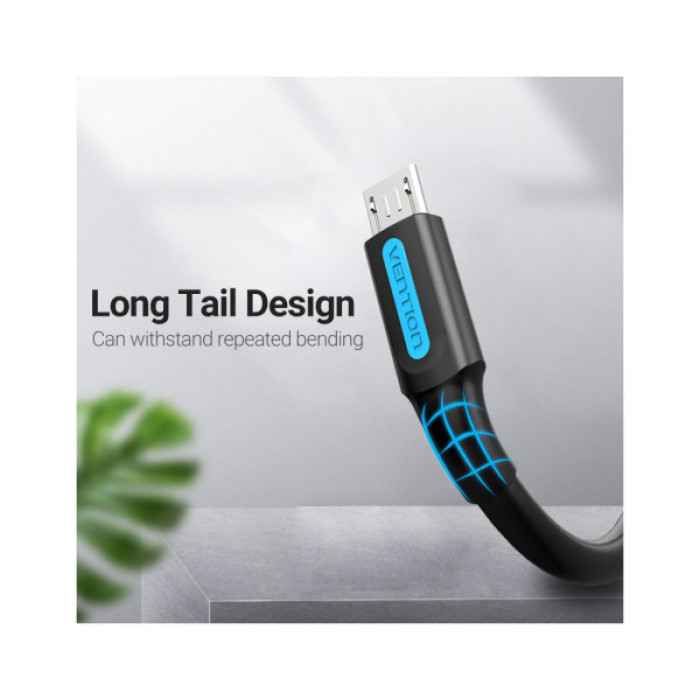 Дата кабель USB 2.0 AM to Micro 5P 1.0m 3A black Vention (COLBF)
