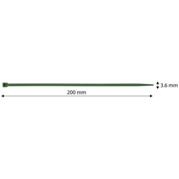 Стяжка Neo Tools 50шт, пластик, 3.6х200мм, зелена (15-975)