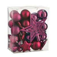 Ялинкова іграшка House Of Seasons Кульки і прикраси Пластик 40 шт D8 см D7 см D6 см Фуксія (8720967923649)