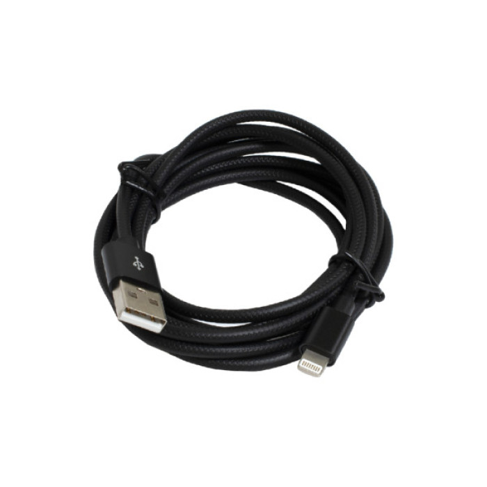 Дата кабель USB 2.0 AM to Lightning 2.0m 2.4A black Patron (CAB-PN-LIGHT-2M-B)
