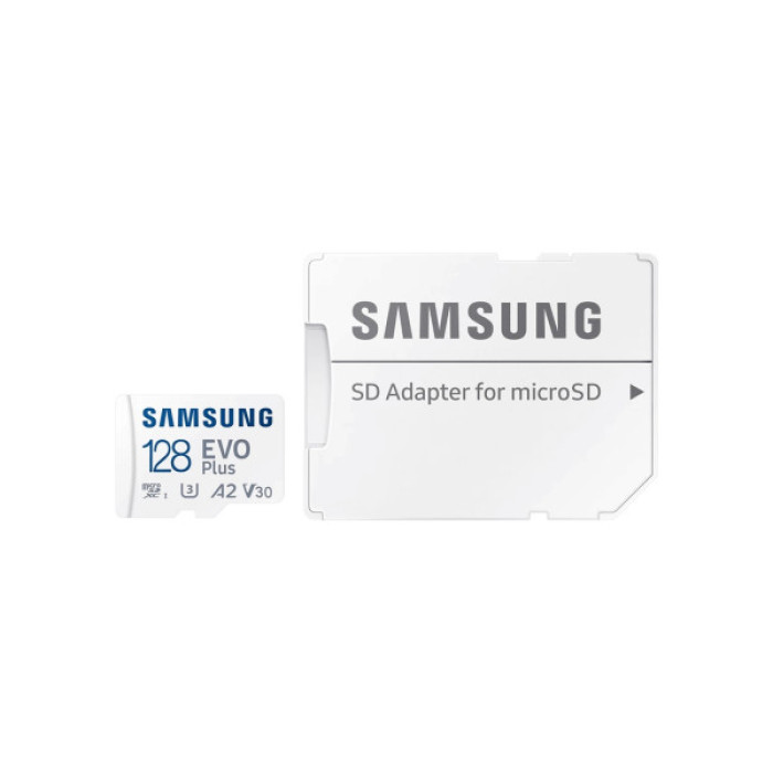 Карта пам'яті Samsung 128 GB microSDXC Class 10 UHS-I U3 V30 A2 EVO Plus+SD Adapte (MC128SA/EU)