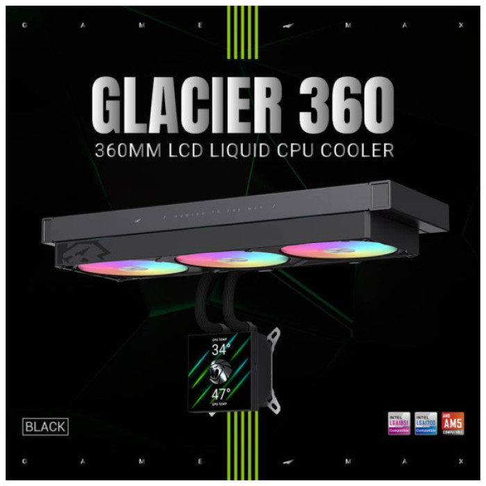 Система рідинного охолодження Gamemax GLACIER 360 LCD BK
