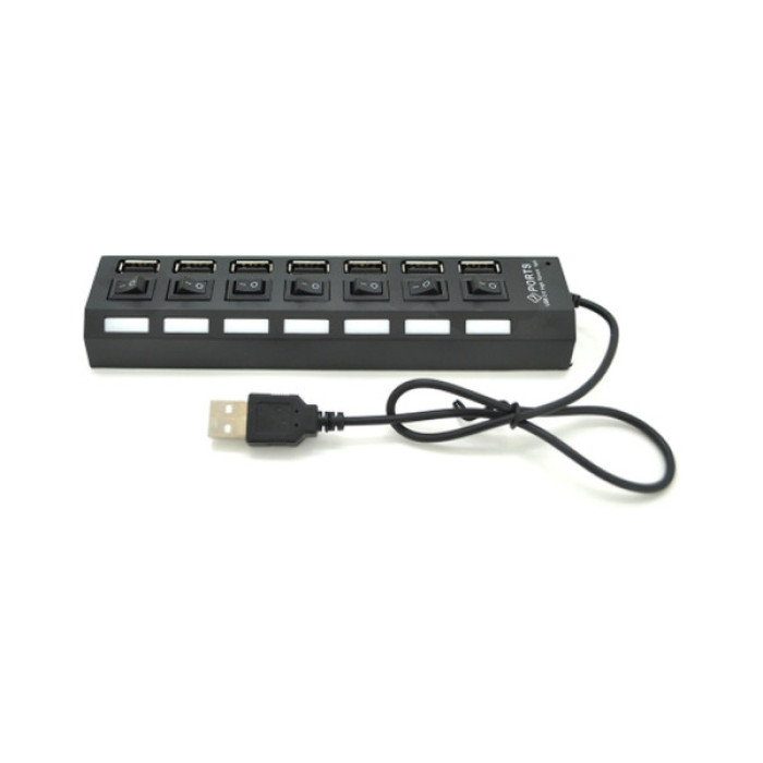 Концентратор Voltronic USB 2.0 to 7xUSB with switches black (YT-H7SHS-B)