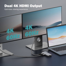 Порт-реплікатор Digitus USB-C > 2xHDMI/2xUSB-A/USB-C/SD/MicroSD/RJ54 (DA-70915)