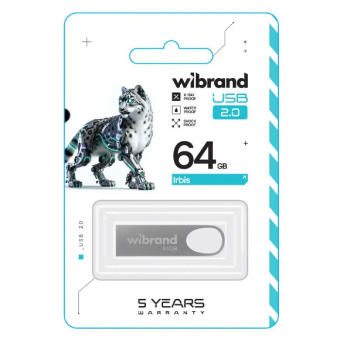 USB флеш накопичувач Wibrand 64GB Irbis Silver USB 2.0 (WI2.0/IR64U3S)