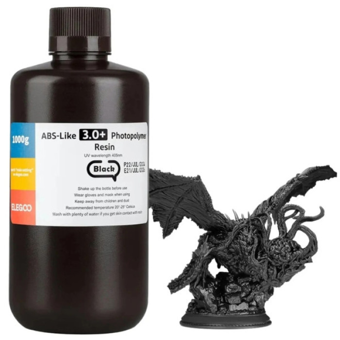 Фотополімерна смола ELEGOO Resin, ABS-like 3.0 plus 1кг, black (50.103.0218)