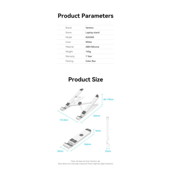 Підставка до ноутбука VENTION Laptop X-type Stand White ABS 83-170мм (KDNW0)