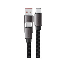 Дата кабель USB-C + USB-A to USB-C 1.2m 3.0A zink alloy C13-04 Black Acefast (6974316282334)