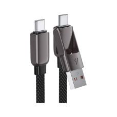 Дата кабель USB-C + USB-A to USB-C 1.2m 3.0A zink alloy C13-04 Black Acefast (6974316282334)