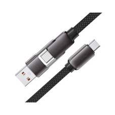 Дата кабель USB-C + USB-A to USB-C 1.2m 3.0A zink alloy C13-04 Black Acefast (6974316282334)