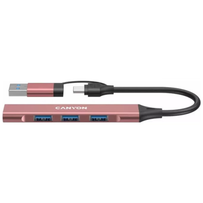 Концентратор Canyon hub DS-02 4in1 USB-A/C Pink (CNS-TDS02P)