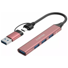 Концентратор Canyon hub DS-02 4in1 USB-A/C Pink (CNS-TDS02P)