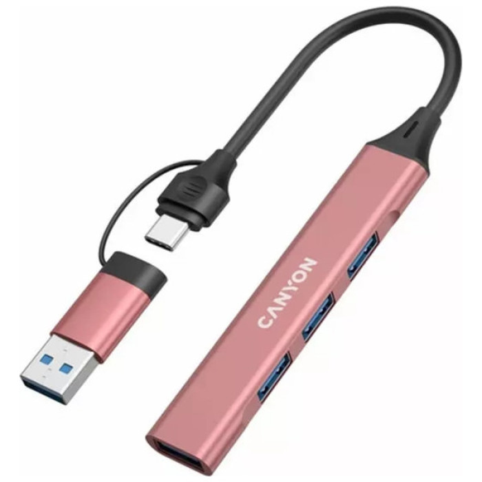 Концентратор Canyon hub DS-02 4in1 USB-A/C Pink (CNS-TDS02P)