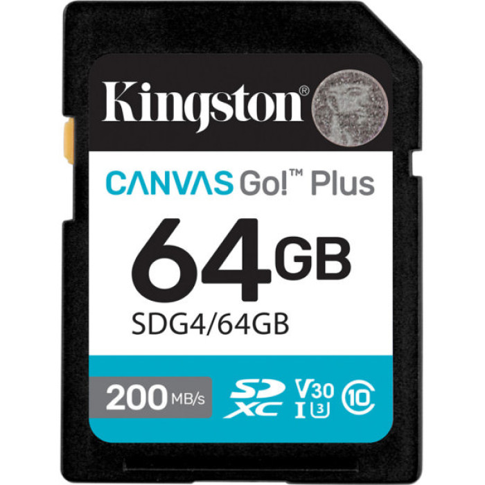 Карта пам'яті Kingston 64GB SDXC сlass 10 UHS-I U3 V30 Canvas Go Plus G4 (SDG4/64GB)