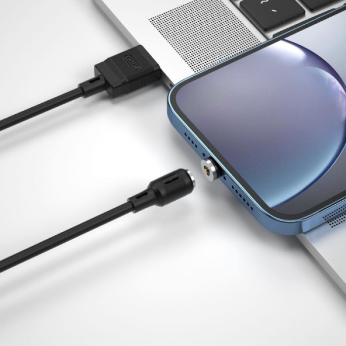 Дата кабель USB 2.0 AM to Lightning 1.0m 2.1A magnetic pvc black XO (NB187-L-1-BK)