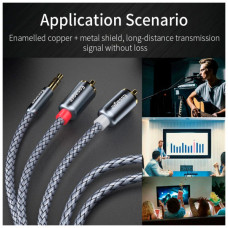 Кабель мультимедійний 3.5mm M to 2xRCA M 2.0m Essager (EYPZJ-MYA0H)
