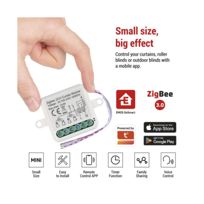 Модуль управління розумним будинком EMOS H5110 Smart Motor Control ZigBee 3.0 Dual-Channel (H5110)