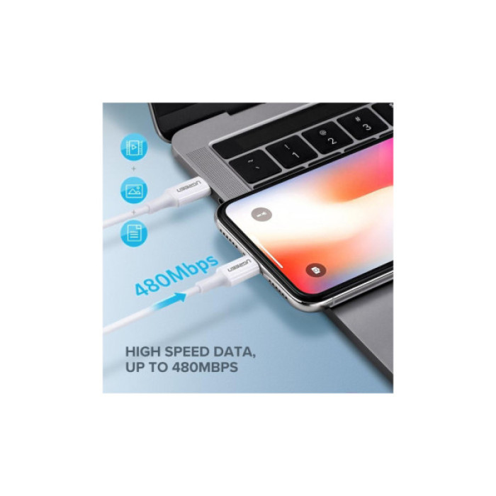 Дата кабель USB-C to Lightning 1.0m 3A US171 white Ugreen (10493)