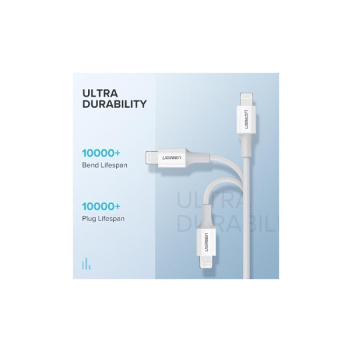 Дата кабель USB-C to Lightning 1.0m 3A US171 white Ugreen (10493)