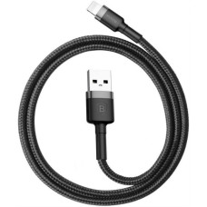 Дата кабель USB 2.0 AM to Lightning 0.5m Cafule 2.4A grey+black Baseus (CALKLF-AG1)