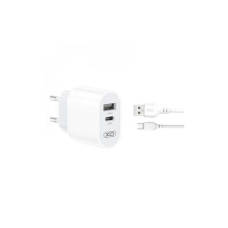 Зарядний пристрій XO L97 (1Type-C/1USB/2.4A) + USB - MicroUSB White (XO-L97-MC)