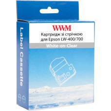 Стрічка для принтера етикеток WWM для Epson LW-400/700 12mm х 8m White-on-Clear (WWM-ST12S)