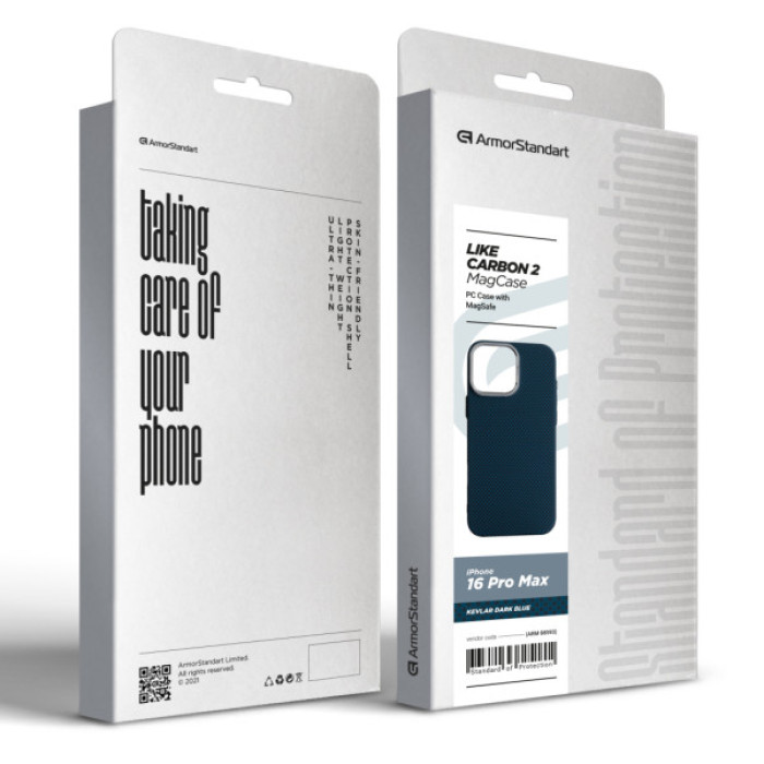 Чохол до мобільного телефона Armorstandart LikeCarbon2 MagCase Apple iPhone 16 Pro Max Kevlar Dark Blue (ARM88593)