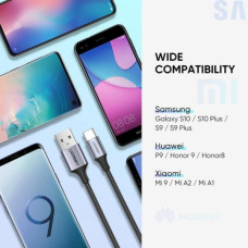 Дата кабель USB 2.0 AM to USB-C 1.0m US288 Aluminum Braid Black Ugreen (60126)