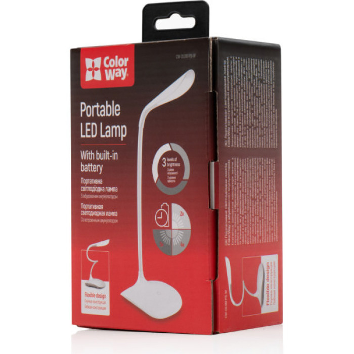 Настільна лампа ColorWay LED Portable & Flexible with built-in accumulator 500mAh (CW-DL06FPB-W)