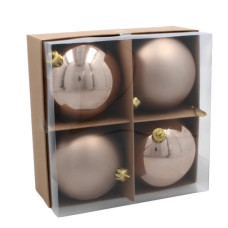 Ялинкова іграшка Chomik пластикові кульки 4 шт, 10 см, шампань (5900779893917_2)