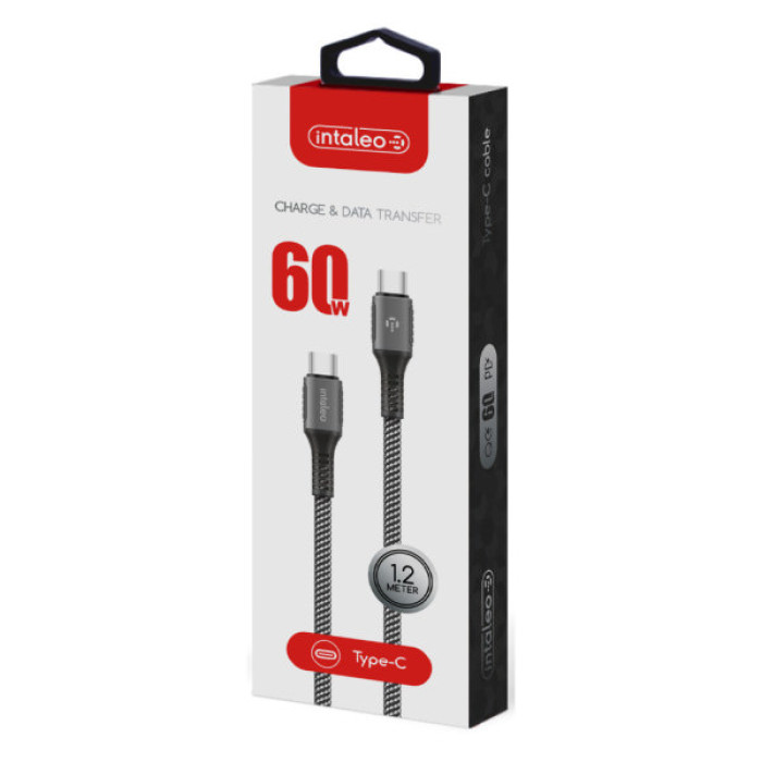 Дата кабель USB-C to USB-C 1.2m CBGPD60WTT1 60W grey Intaleo (1283126518096)