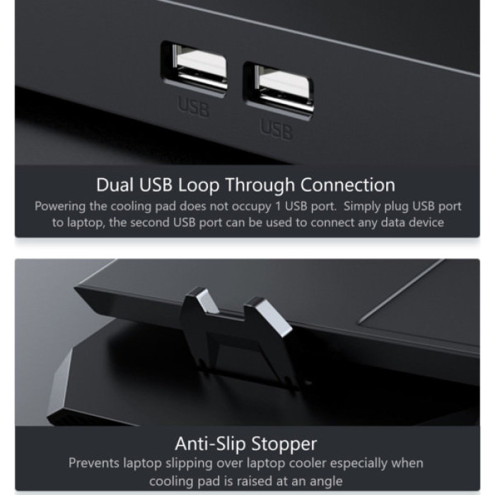 Підставка до ноутбука IceCoorel 10-15.6", 2*60mm 2800 RPM, USB2.0+LCD+speed control., 400x350x45mm (A3)