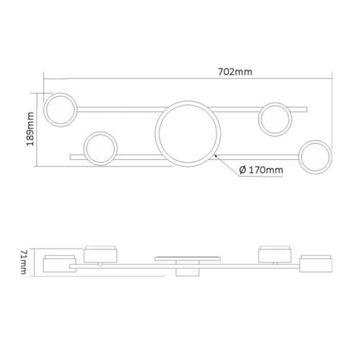 Світильник Videx під лампу 4xGX53 накладний з підсвіткою (VL-SPF21B-BB)