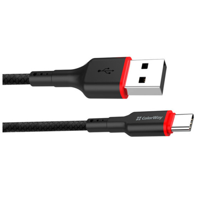 Дата кабель USB 2.0 AM to USB-C 1.0m 2.4А black ColorWay (CW-CBUC064-BK)
