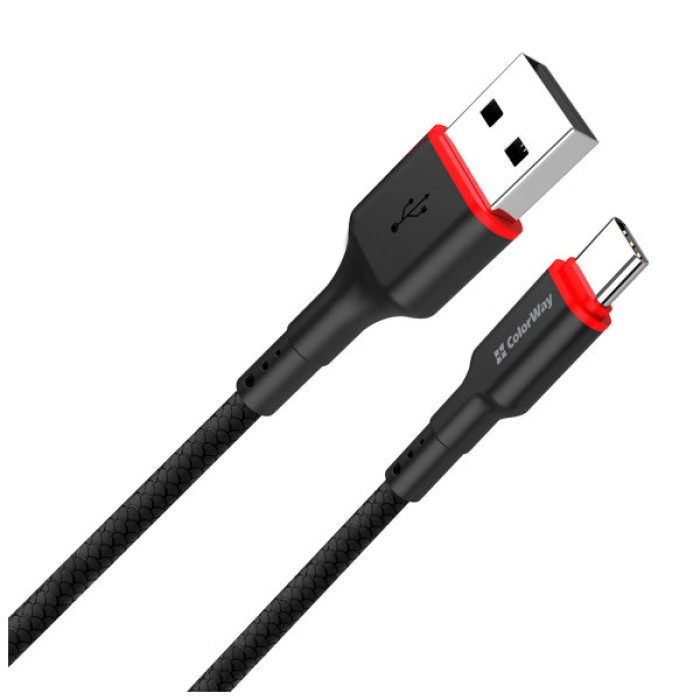 Дата кабель USB 2.0 AM to USB-C 1.0m 2.4А black ColorWay (CW-CBUC064-BK)