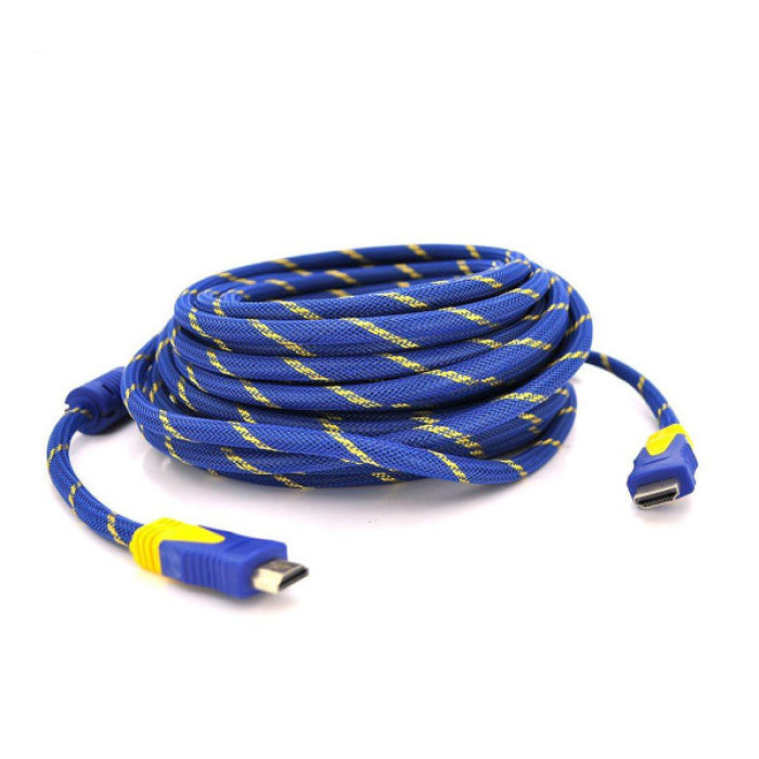 Кабель мультимедійний HDMI M to HDMI M 1.5m V1.4 blue/gold Merlion (YT-HDMI(M)/(M)NY/BL-1.5m)