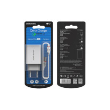 Зарядний пристрій BOROFONE BA21A Long Journey USB QC3.0 + cable USB to Micro 5P 18W White (6931474702470)