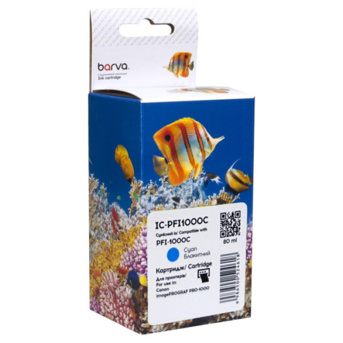 Картридж Barva Canon PFI-1000C 0547C001 80мл cyan (IC-PFI1000C)