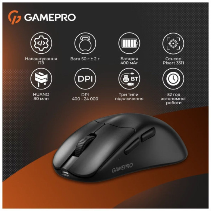 Мишка GamePro Genesis Avenger Wireless/Bluetooth/USB Black (GM096B)