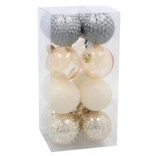 Ялинкова іграшка Chomik пластикові кульки 16 шт, 6см, мікс кольорів (5900779900004)