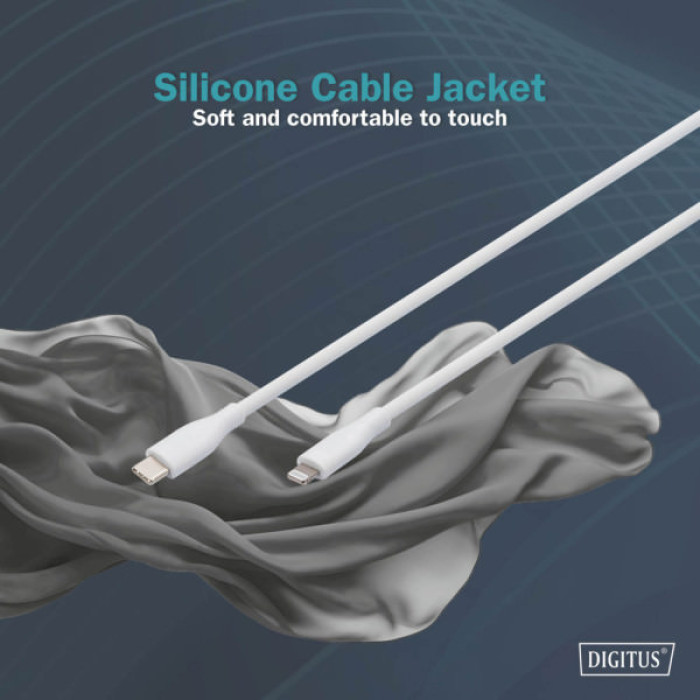 Дата кабель USB-C to Lightning 1.0m USB 2.0 60W silicone white Digitus (AK-600110-010-W)