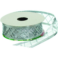 Стрічка на ялинку Jumi 2,5 см x 4,5 м, поліестер, срібна кайма (5900410379879)